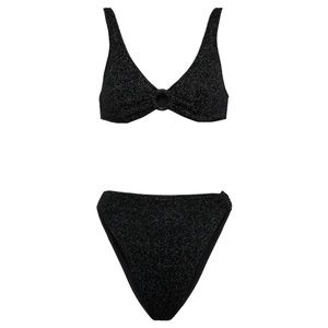 Oseree Lumiere Ring Sporty 90's Bikini in Black